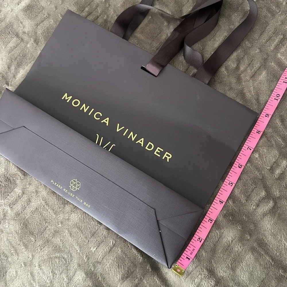 Monica Vinader Brown Paper Shopping Gift Bag Large Grosgrain Ribbon Handles Logo